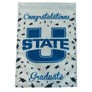 Congratulations U-State Graduate Garden Banner Gray and Navy